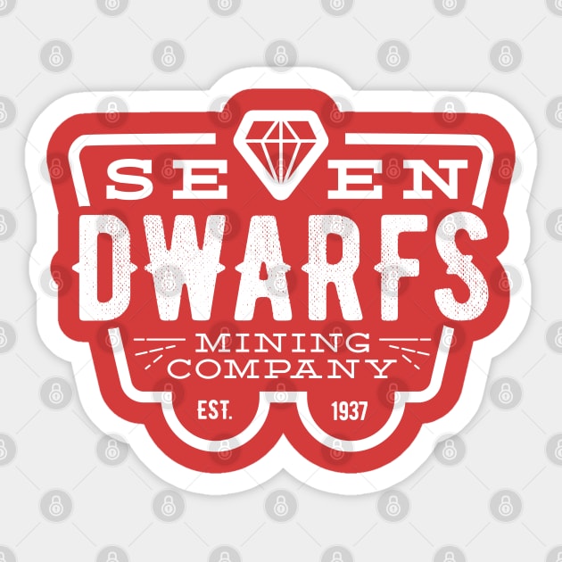 Seven Dwarfs Mining Co. – White Sticker by Nathan Gale